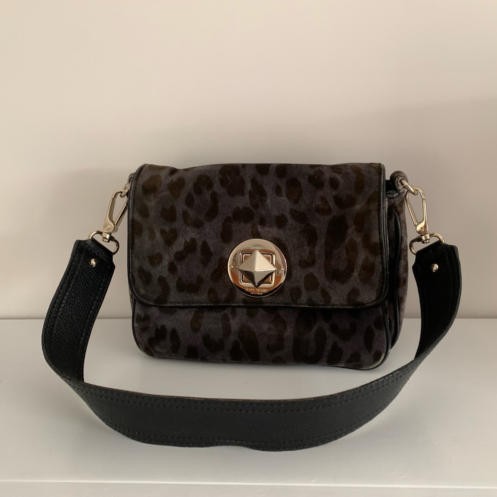 Vintage Kate Spade black leopard suede purse